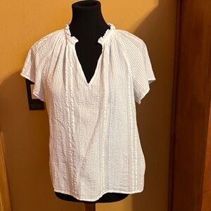 J. Crew White Textured Blouse